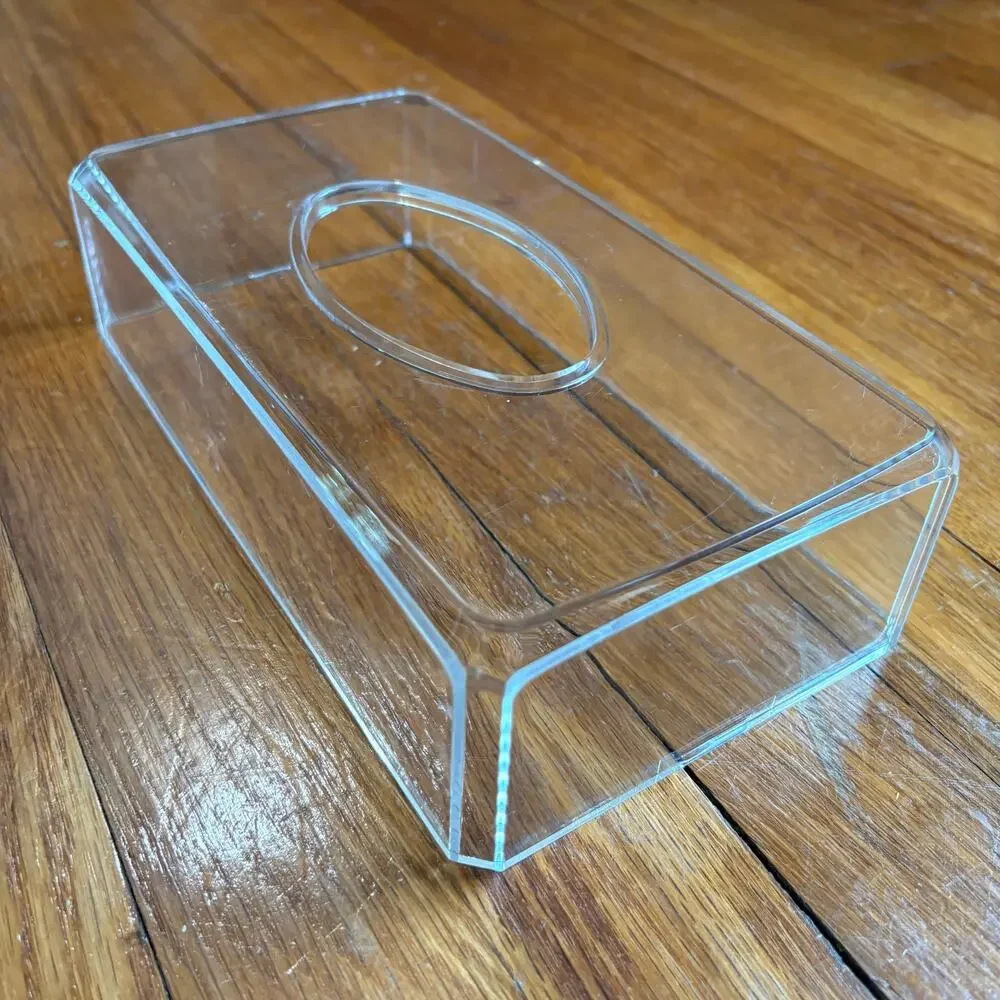 Vintage Lucite Tissue Box Cover Clear Acrylic Vanity Organizer